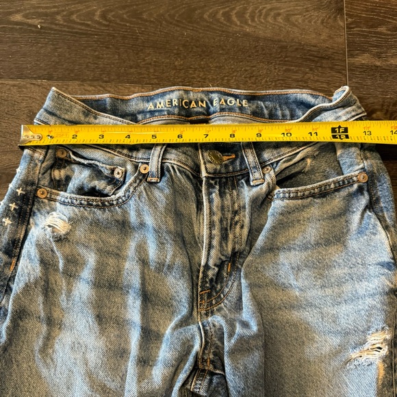 American Eagle size 0 Regular Strigid 90s Straight Jeans Distressed - Picture 9 of 14